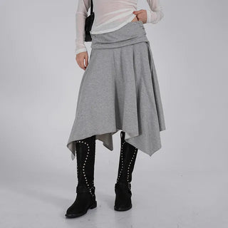 Loop Asymmetrical Layered Flare Sweat Midi Skirt