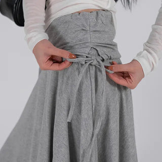 Loop Asymmetrical Layered Flare Sweat Midi Skirt