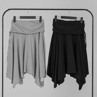 Loop Asymmetrical Layered Flare Sweat Midi Skirt