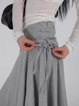 Loop Asymmetrical Layered Flare Sweat Midi Skirt