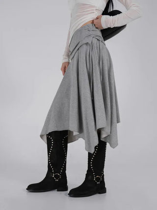 Loop Asymmetrical Layered Flare Sweat Midi Skirt