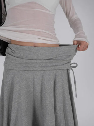 Loop Asymmetrical Layered Flare Sweat Midi Skirt