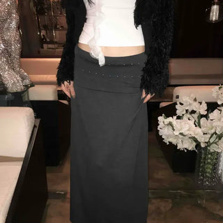 Folding Stud Line Long Skirt
