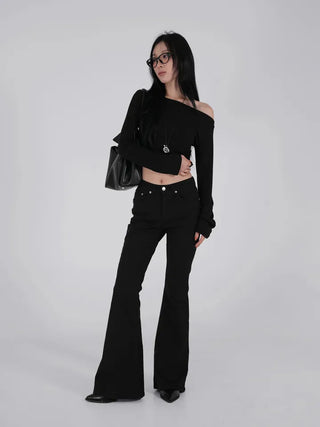 Via Stud Mid-Rise Bootcut Pants