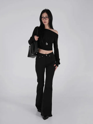 Via Stud Mid-Rise Bootcut Pants