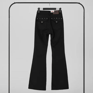 Via Stud Mid-Rise Bootcut Pants