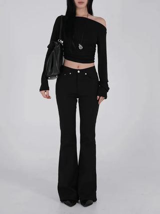 Via Stud Mid-Rise Bootcut Pants