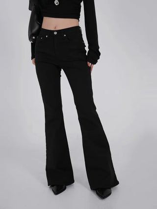 Via Stud Mid-Rise Bootcut Pants