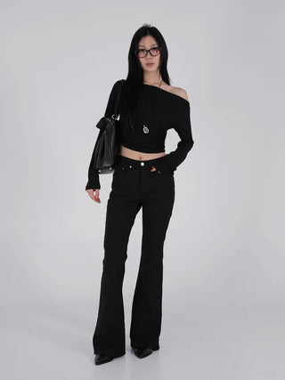 Via Stud Mid-Rise Bootcut Pants