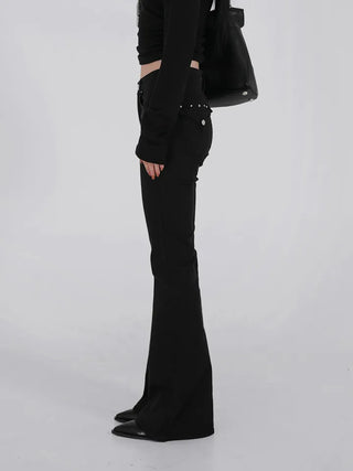 Via Stud Mid-Rise Bootcut Pants