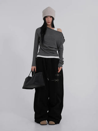 Via Sparkling Studded Sweatpants