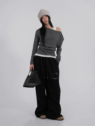 Via Sparkling Studded Sweatpants