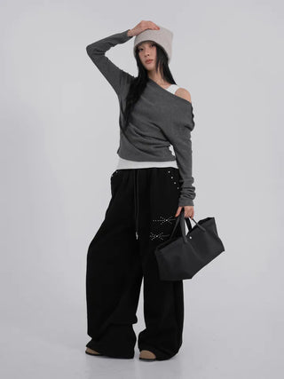 Via Sparkling Studded Sweatpants