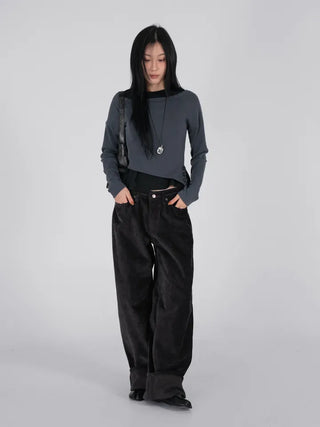 Oa Velvet Wide Long Pants
