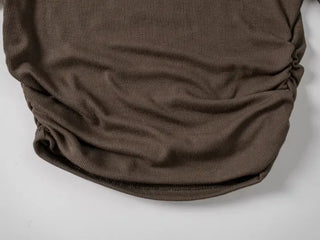 Meu Boat Neck Shirred Crop Long Sleeve T-Shirt