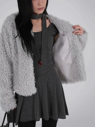 Robe Puff Off-Shoulder Scarf Dress Set