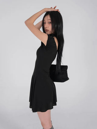 Robe Puff Off-Shoulder Scarf Dress Set