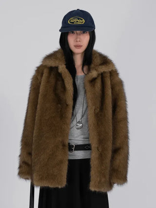 Noah Big Collar Boxy Fit Fur Jacket