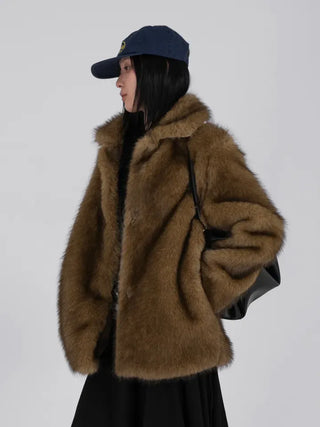 Noah Big Collar Boxy Fit Fur Jacket