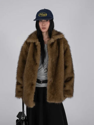 Noah Big Collar Boxy Fit Fur Jacket