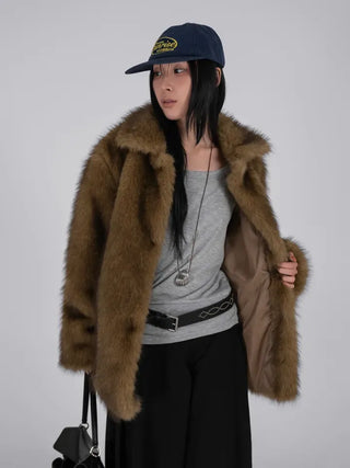 Noah Big Collar Boxy Fit Fur Jacket