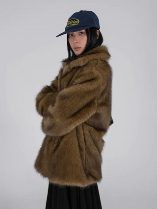 Noah Big Collar Boxy Fit Fur Jacket