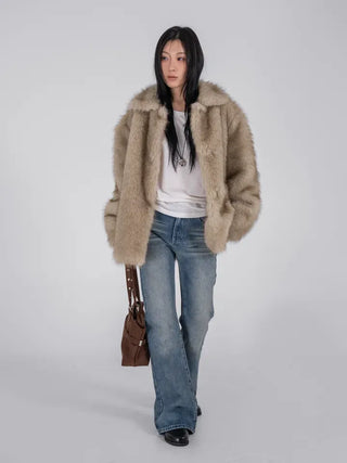 Noah Big Collar Boxy Fit Fur Jacket