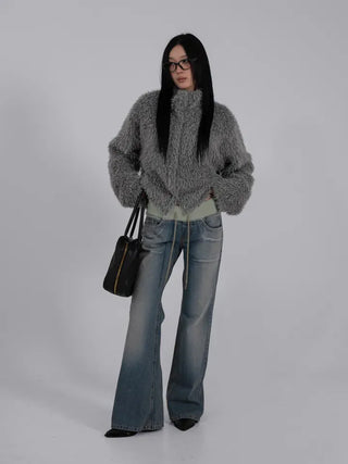 Loop Vintage Elastic Waist Low-Rise Bootcut Long Pants