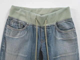 Loop Vintage Elastic Waist Low-Rise Bootcut Long Pants