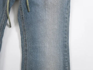 Loop Vintage Elastic Waist Low-Rise Bootcut Long Pants