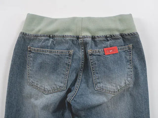 Loop Vintage Elastic Waist Low-Rise Bootcut Long Pants