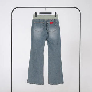 Loop Vintage Elastic Waist Low-Rise Bootcut Long Pants