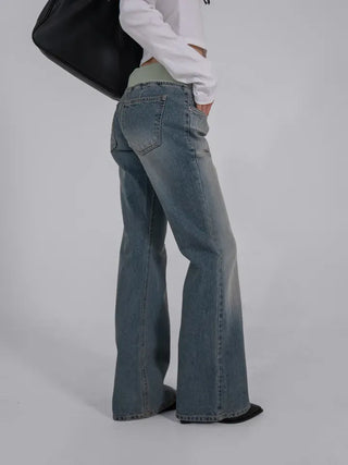 Loop Vintage Elastic Waist Low-Rise Bootcut Long Pants