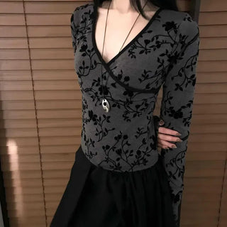 Oriental Flower Jacquard Wrap T-shirt