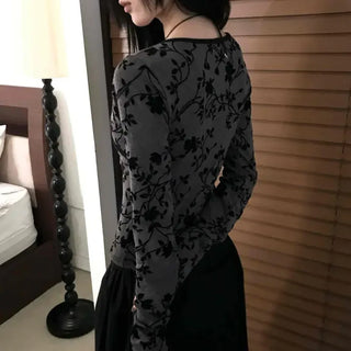 Oriental Flower Jacquard Wrap T-shirt