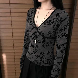 Oriental Flower Jacquard Wrap T-shirt