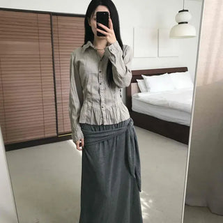 Soft Cozy Tie Maxi Long Skirt