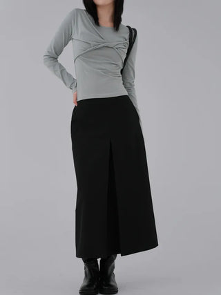 Kaiz A-line Pintuck Long Skirt