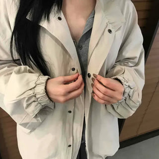 Basic Half-Neck Peach Short Field Jacket