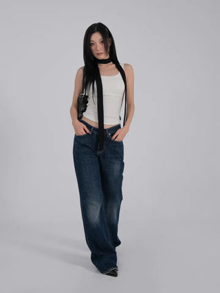 Mua Ribbed Round Square Sleeveless Top
