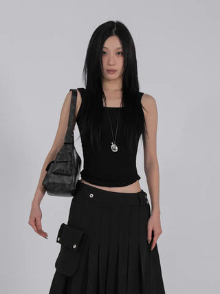 Mua Ribbed Round Square Sleeveless Top