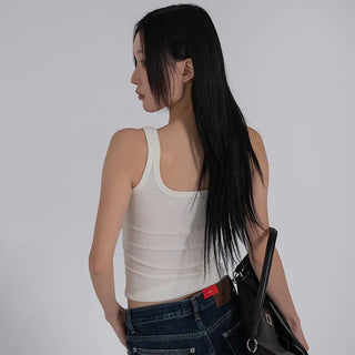 Mua Ribbed Round Square Sleeveless Top
