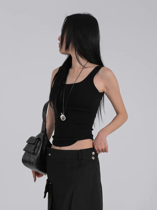 Mua Ribbed Round Square Sleeveless Top