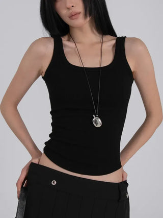 Mua Ribbed Round Square Sleeveless Top