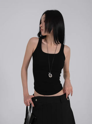 Mua Ribbed Round Square Sleeveless Top