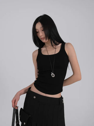 Mua Ribbed Round Square Sleeveless Top