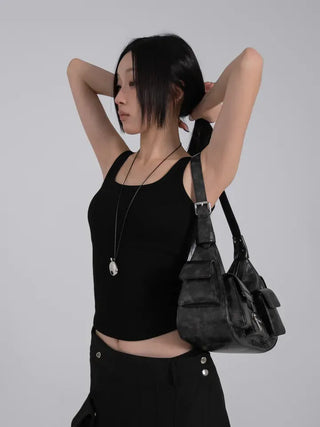 Mua Ribbed Round Square Sleeveless Top