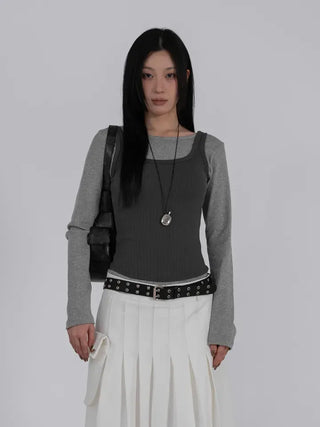 Mua Ribbed Round Square Sleeveless Top