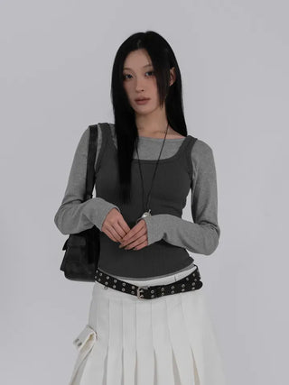 Mua Ribbed Round Square Sleeveless Top