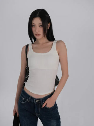 Mua Ribbed Round Square Sleeveless Top